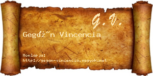Gegán Vincencia névjegykártya